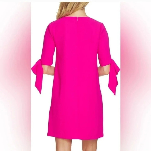 NWT CeCe size 2 Tie-Sleeve Shift Dress barbiecore pink boat neck - Picture 2 of 7